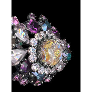 Austrian Crystal Purple Rhinestone Fiery Opalescent Glass Vintage Austria Brooch